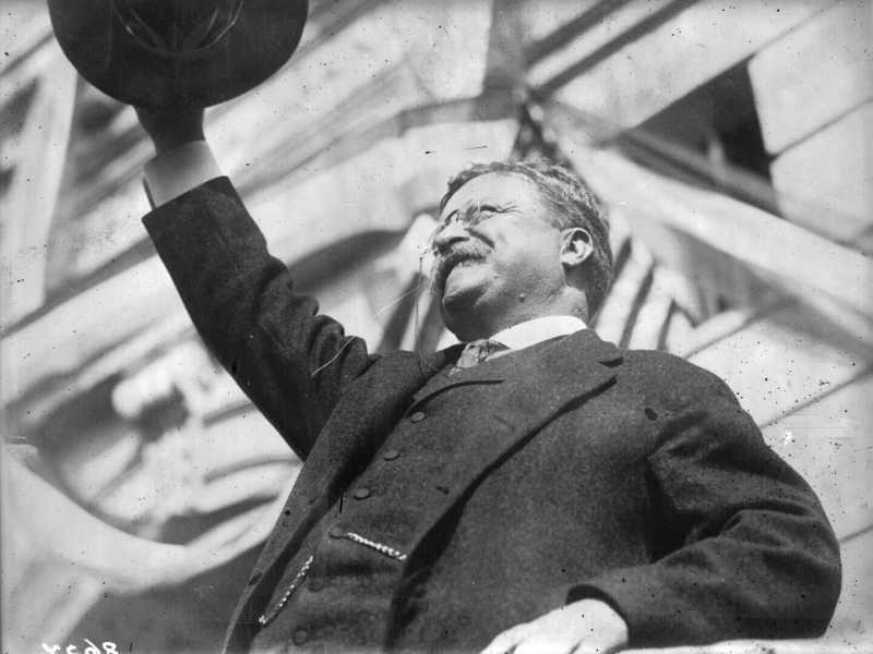 1912: il presidente pi&ugrave; giovane d'America, Theodore Roosevelt (Foto di Topical Press Agency/Getty Images)<br />