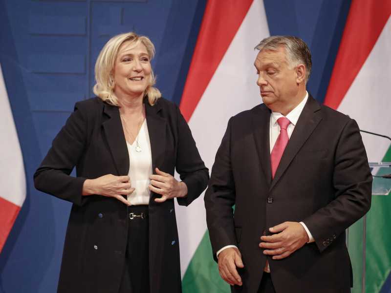 &nbsp;Budapest, Orban incontra il leader dell'estrema destra francese Marine le Pen (AP Photo/Laszlo Balogh)<br />
