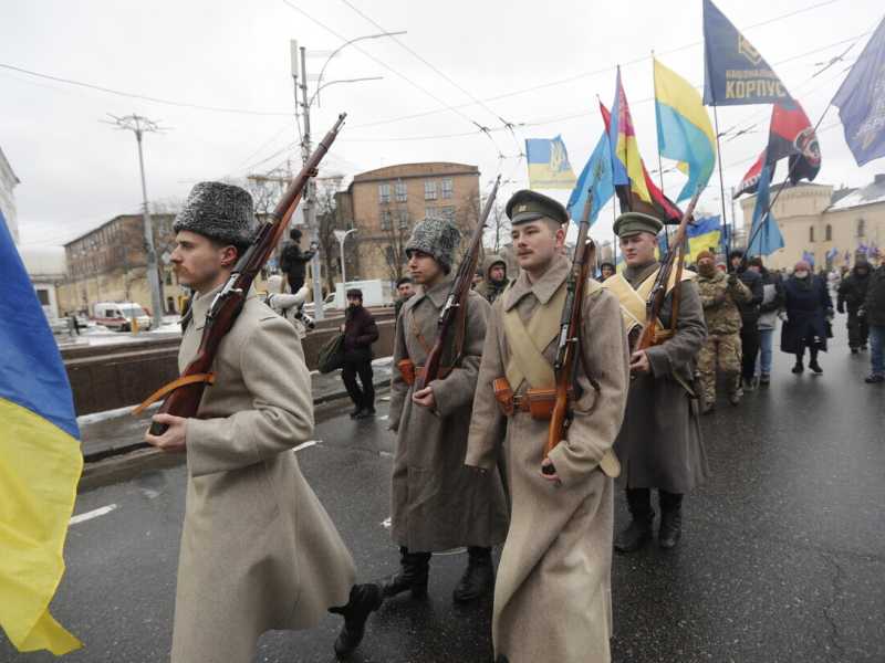 Manifestazione a Kiev il 29 gennaio (Ansa)&nbsp;
