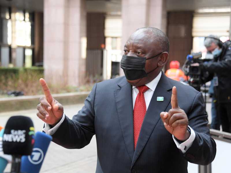 Il presidente sudafricano Cyril Ramaphosa durante il primo giorno del vertice a Bruxelles (Foto: Ansa)&nbsp; 