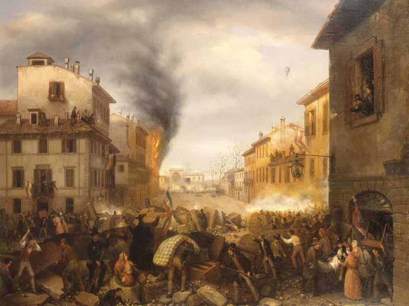Carlo Canella, Porta Tosa a Milano (22 marzo 1848) , 1848-1850. Collezione Intesa Sanpaolo &nbsp;<br />