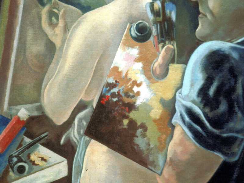 George Grosz, &ldquo;Autoritratto con modella&rdquo;, olio su tela, datato 1928 (Olycom)&nbsp;<br />