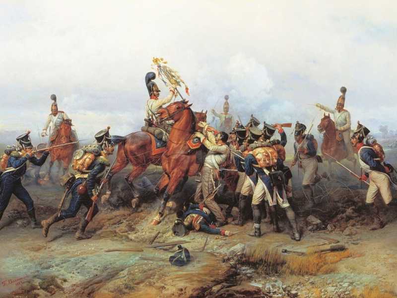 Bogdan Willewalde (1884), Impresa del reggimento di cavalleria nella battaglia di Austerlitz nel 1805&nbsp;<br />