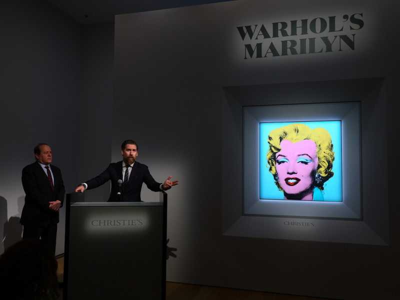 Christie's annuncia l'asta del leggendario Shot Sage Blue Marilyn di Andy Warhol (foto di Dia Dipasupil/Getty Images)&nbsp;<br />