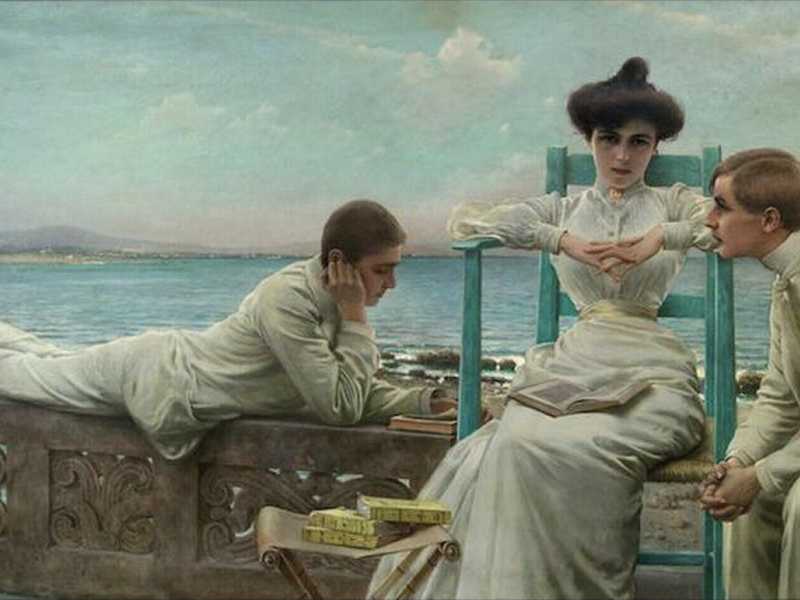 "Letture al mare", Vittorio Matteo Corcos, 1910 (Wikipedia)<br />