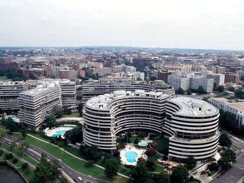 Veduta aerea del famigerato Watergate Hotel, Washington, DC&nbsp;<br />