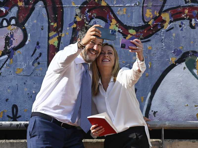 Matteo Salvini e Giorgia Meloni (Ansa)
