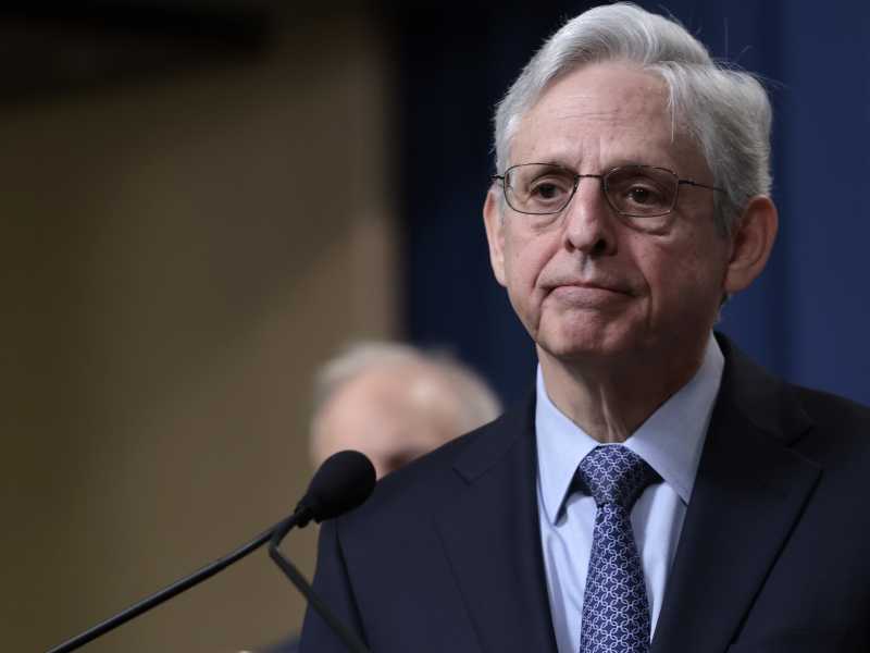 Merrick Garland, Attorney General alla guida del dipartimento di giustizia americano, durante una conferenza stampa ad aprile a Washington, Usa (Getty Images)<br />&nbsp;<br />