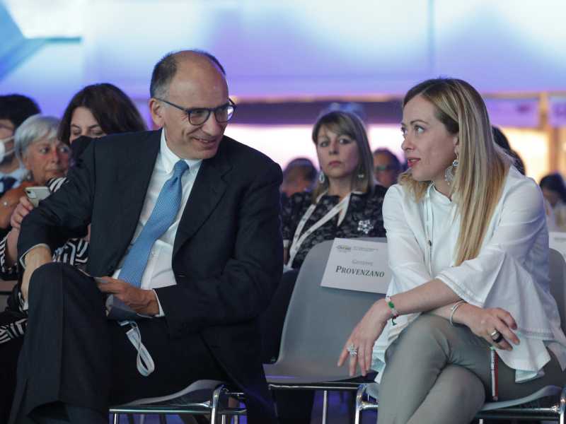 Enrico Letta e Giorgia Meloni (Ansa)