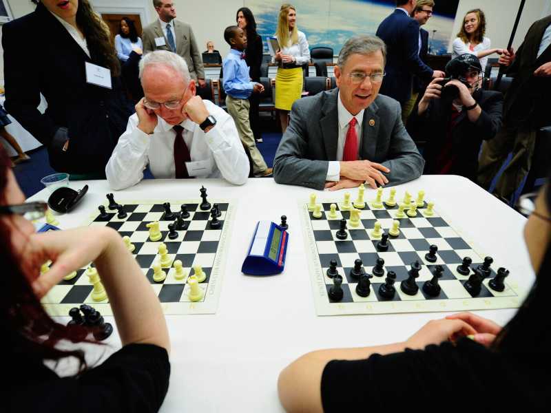 &nbsp;Rex Sinquefield, finanziere e presidente del club degli scacchi di St. Louis durante un torneo<br /><br />