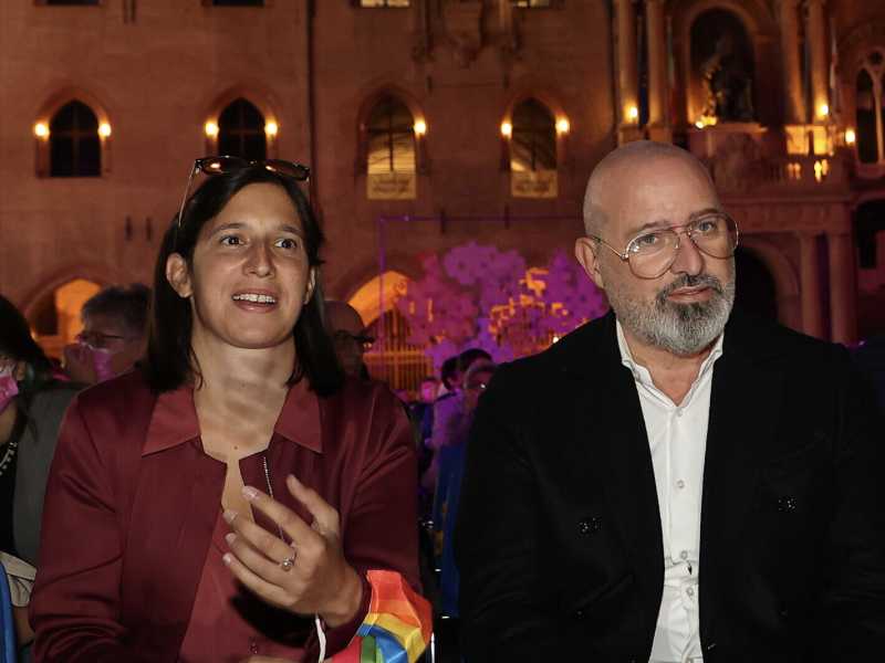 Bologna, chiusura campagna elettorale Matteo Lepore in piazza Maggiore a ottobre 2021 (LaPresse)&nbsp;<br />
