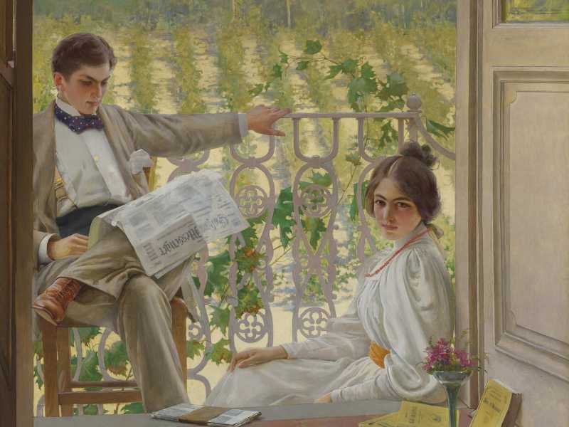 Vittorio Matteo Corcos, &ldquo;Pomeriggio in terrazza&rdquo;, particolare, 1900 circa (Wikipedia)&nbsp;<br />