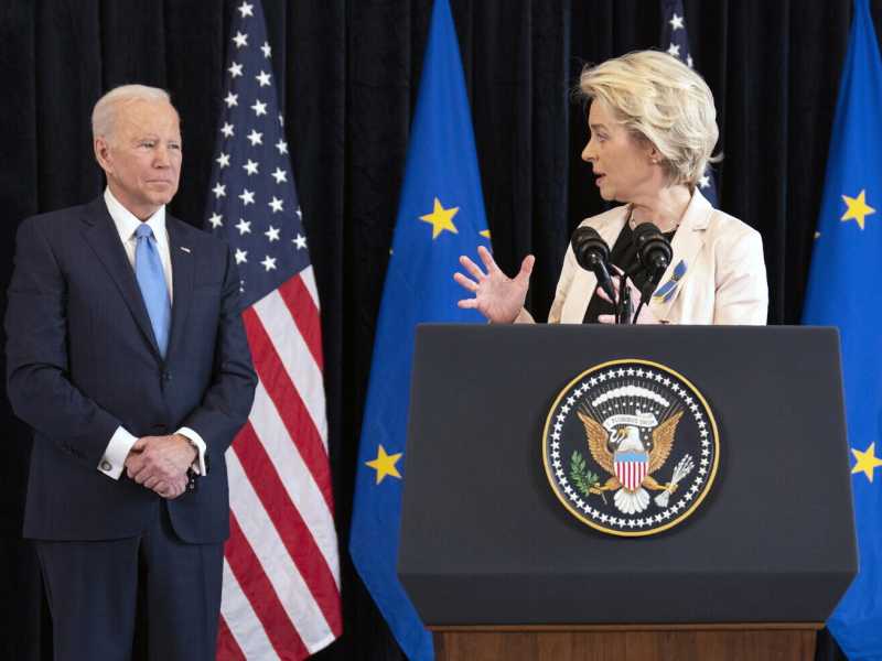 Conferenza del presidente Joe Biden e Ursula von der Leyen a Bruxelles (LaPresse) <br />