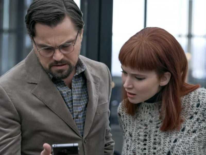 Leonardo Di Caprio e Jennifer Lawrence in una scena di Don't Look Up, film del 2021 scritto e diretto da Adam McKay&nbsp;<br />