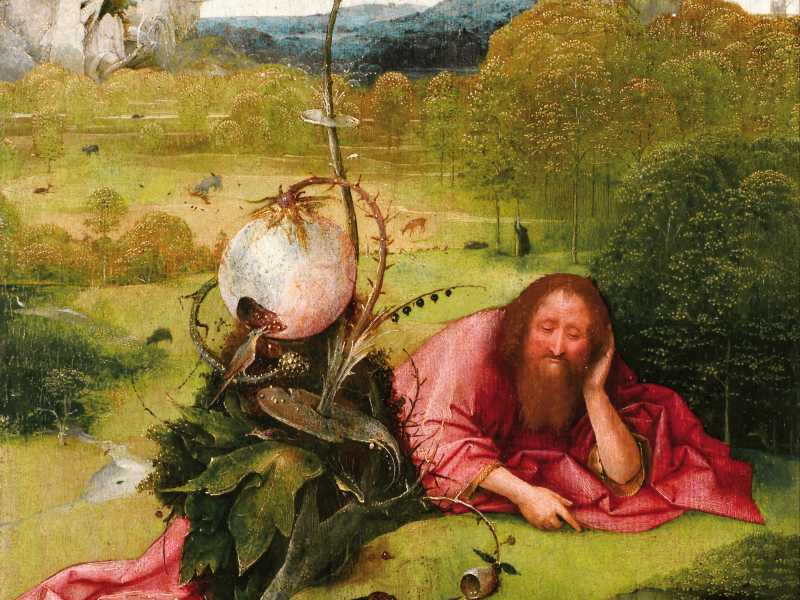 &ldquo;San Giovanni Battista in meditazione&rdquo;, una delle opere di Bosch dal Museo L&aacute;zaro Galdiano di Madrid esposte a Palazzo Reale (Wikipedia)&nbsp;<br />