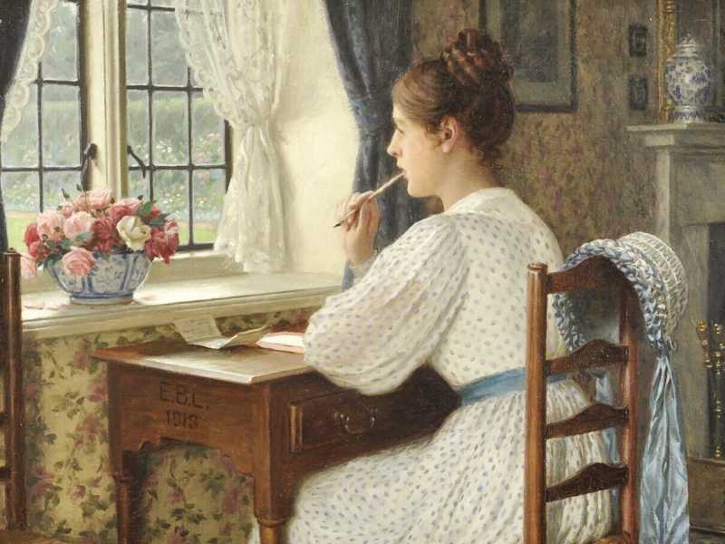 Edmund Blair Leighton, Writing Letter by the Window&nbsp;<br />