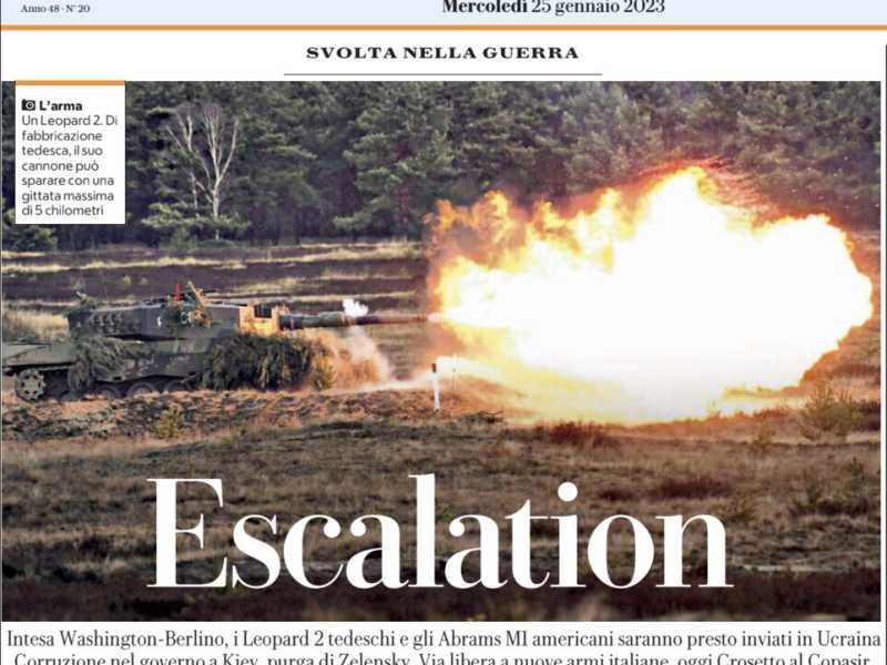 La prima pagina di Repubblica del 25 gennaio 