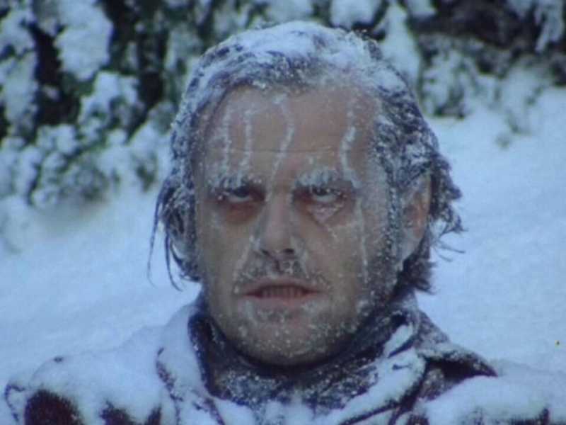 "Jack" Torrance interpretato da Jack Nicholson nell'adattamento cinematografico del romanzo di Stephen King "Shining" del 1980&nbsp;<br />