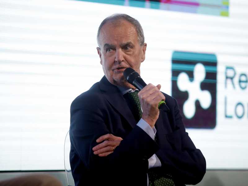 Roberto Calderoli all'evento "Lombardia 2030" all'Hangar Bicocca a Milano (Ansa)