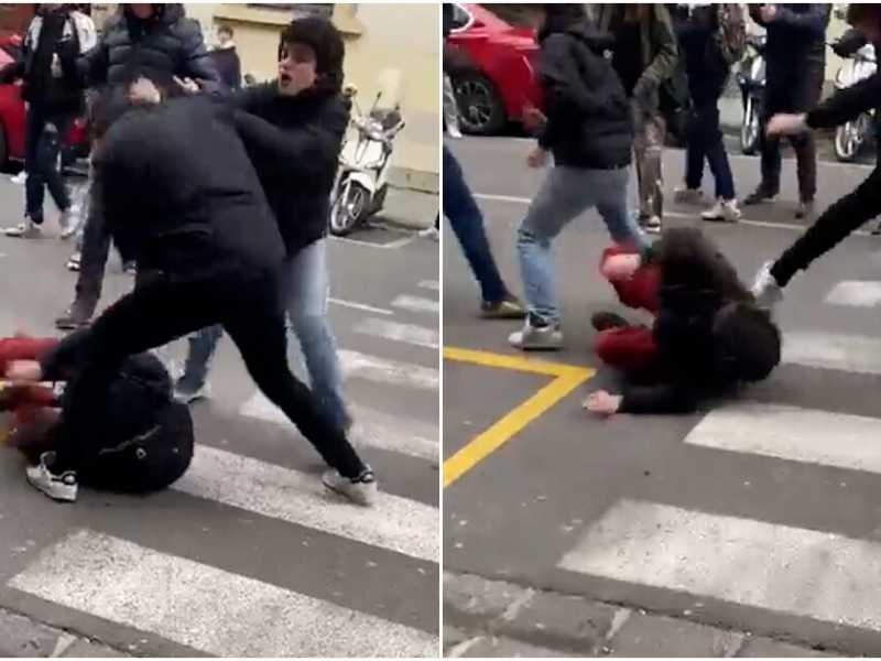 Alcune immagini del pestaggio a Firenze (Ansa)