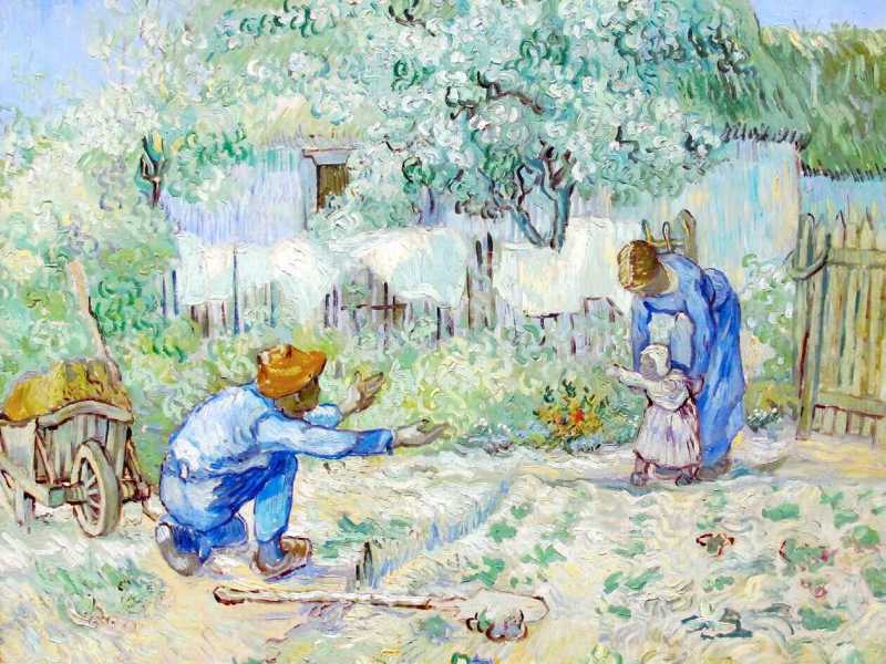 Vincent van Gogh, Primi passi, da Millet. 1890, olio su tela. Immagine di pubblico dominio&nbsp;<br />