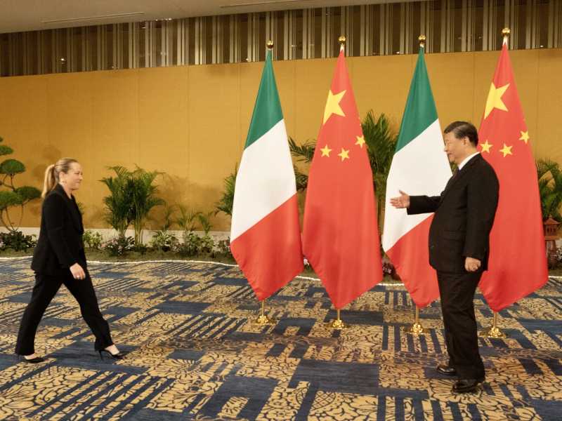 G20 Bali, l'incontro bilaterale Giorgia Meloni - Xi Jinping nel novembre 2022 (LaPresse)&nbsp;<br />