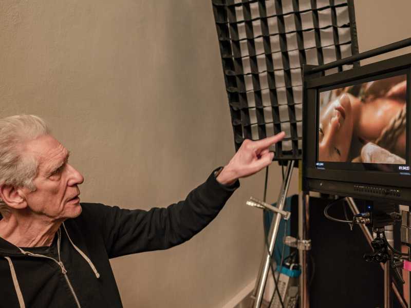 Immagine delle r iprese de l film di David Cronenberg. (Flavio Pescatori, courtesy Fondazione Prada)&nbsp;<br />