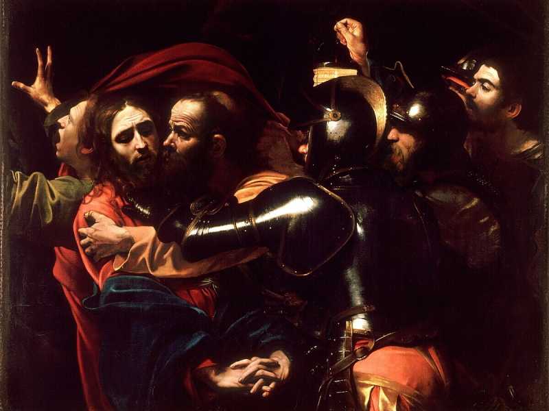 Presa di Cristo nell'orto o Cattura di Cristo, Michelangelo Merisi da Caravaggio. 1602. National Gallery of Ireland, Dublino (Wikimedia)&nbsp;<br />