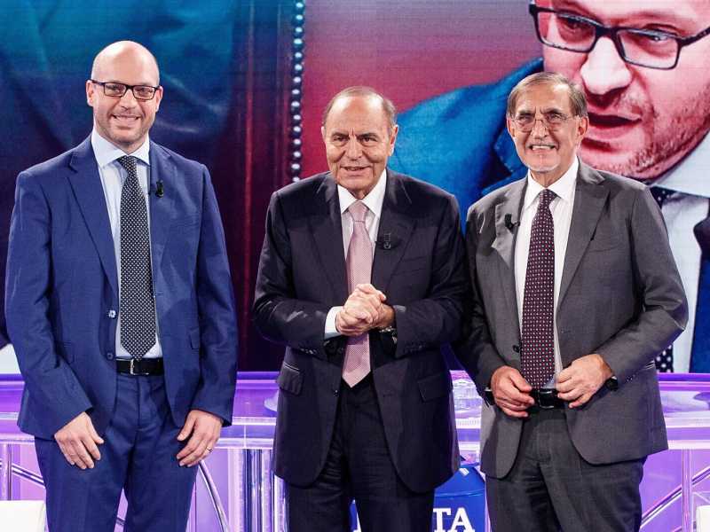 Lorenzo Fontana e Ignazio La Russa, ospiti da Bruno Vespa a Porta a Porta (LaPresse)