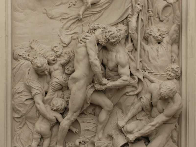Dettaglio dal gruppo scultoreo di Jules Dalou “La Fraternité”, 1883 (Wikipedia) <br />