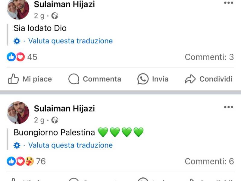 I post su Facebook del vicepresidente dell'associazione ritenuta vicina a Hamas nel giorno dell'attacco a Israele&nbsp;