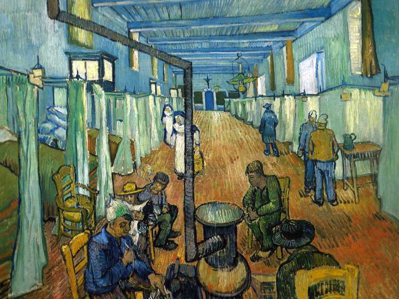 Vincent van Gogh, dettaglio da &ldquo;Il dormitorio dell&rsquo;ospedale di Arles&rdquo;, 1889 (Wikipedia)&nbsp;<br />