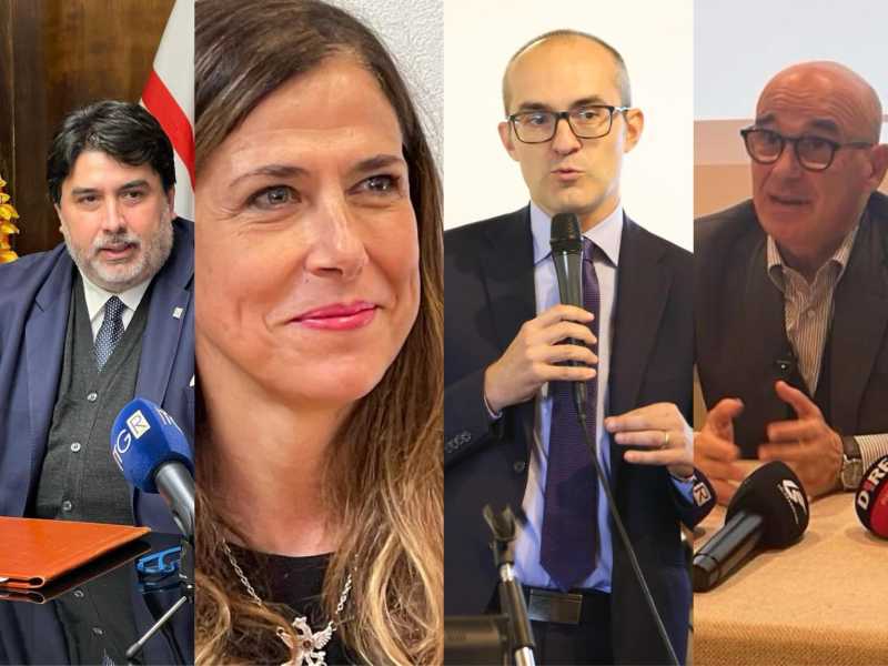 &nbsp;Christian Solinas, Alessandra Todde, Paolo Truzzu, Renato Soru - foto Ansa