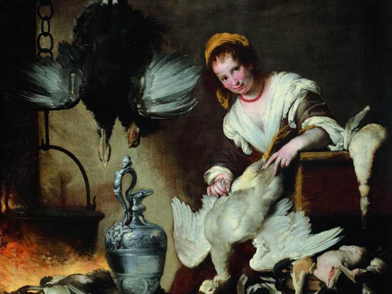 &nbsp;La Cuoca, olio su tela di Bernardo Strozzi
