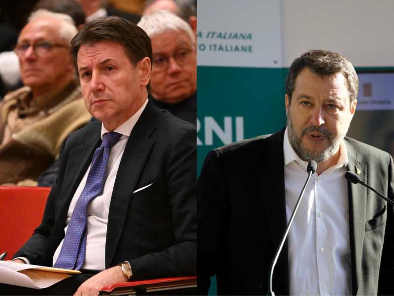 Giuseppe Conte e Matteo Salvini - foto Ansa