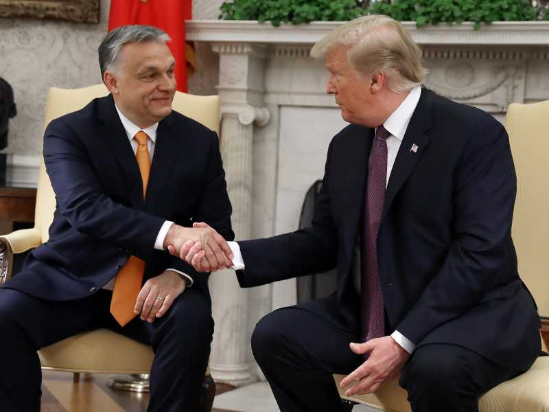 &nbsp;Orb&aacute;n e Trump nello Studio ovale nel 2019 (GettyImages)<br />