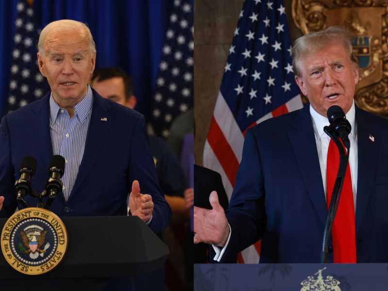 &nbsp;Joe Biden e Donald Trump - foto via Getty Images