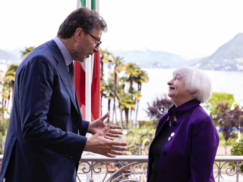 &nbsp;Janet Yellen e il ministro Giorgetti - foto Ansa