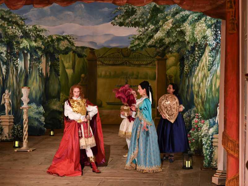 27 giugno 2018, Germania, Gotha: l'ensemble della serenata "Marc Antonio e Cleopatra" suona al teatro Ekhof al castello di Friedenstein. (Getty Images)&nbsp;<br />
