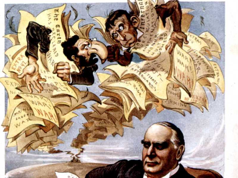 Dettaglio di una vignetta pubblicata su "Puck" contro il presidente McKinley, 1898, Stati Uniti (Biblioteca del Congresso) <br />