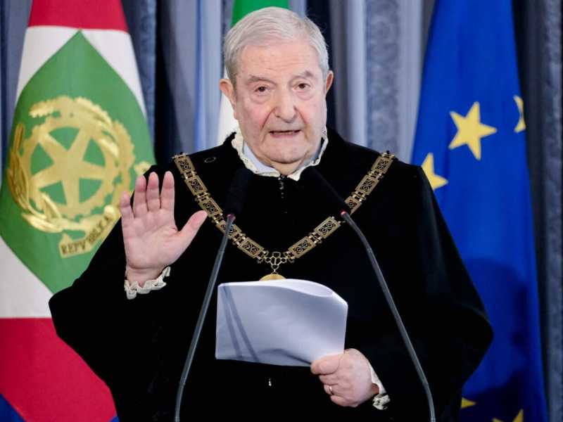 Il Presidente della Corte Costituzionale Augusto Barbera il 18 marzo 2024 (foto Mauro Scrobogna / LaPresse) &nbsp;<br />