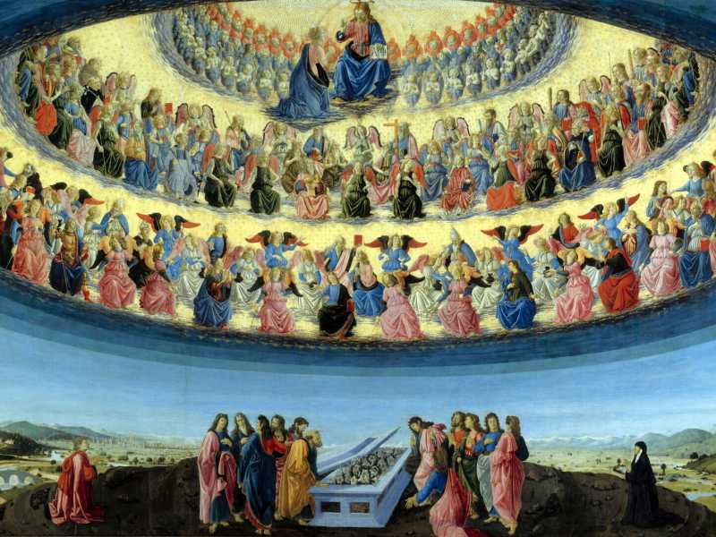 Francesco Botticini, Assunzione della Vergine (1475-76 circa), tempera su tavola,The National Gallery, Londra. Wikimedia Commons&nbsp;<br />