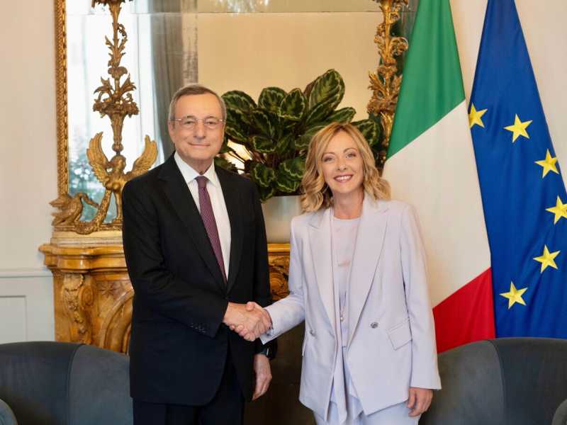 &nbsp;Giorgia Meloni e Mario Draghi - foto Ansa