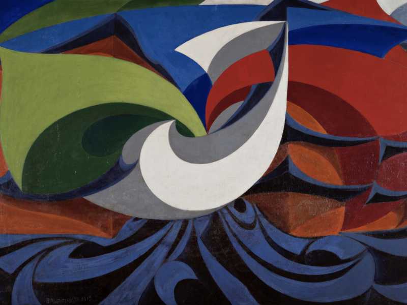 “Forme grido Viva l’Italia” (1915) di Giacomo Balla, in mostra alla Galleria nazionale d'Arte moderna di Roma<br />
