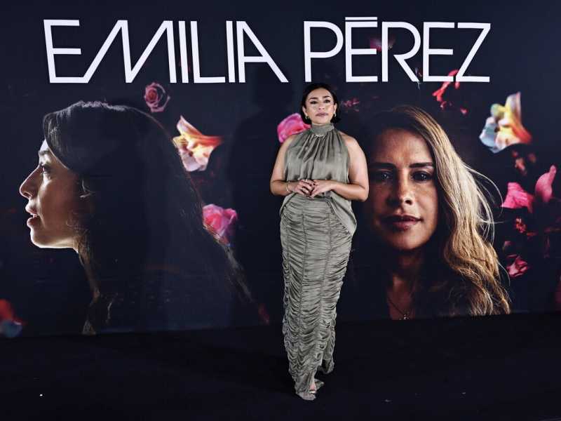 L'attrice Adriana Paz alla conferenza stampa del film "Emilia P&eacute;rez" (Ansa)&nbsp;