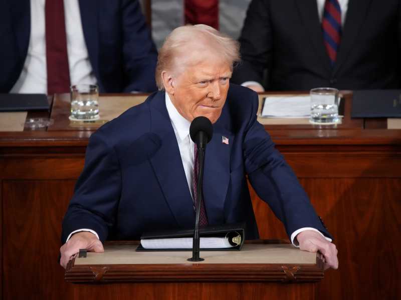 Donald Trump al Congresso americano (foto Andrew Harnik/Getty Images)&nbsp;<br />