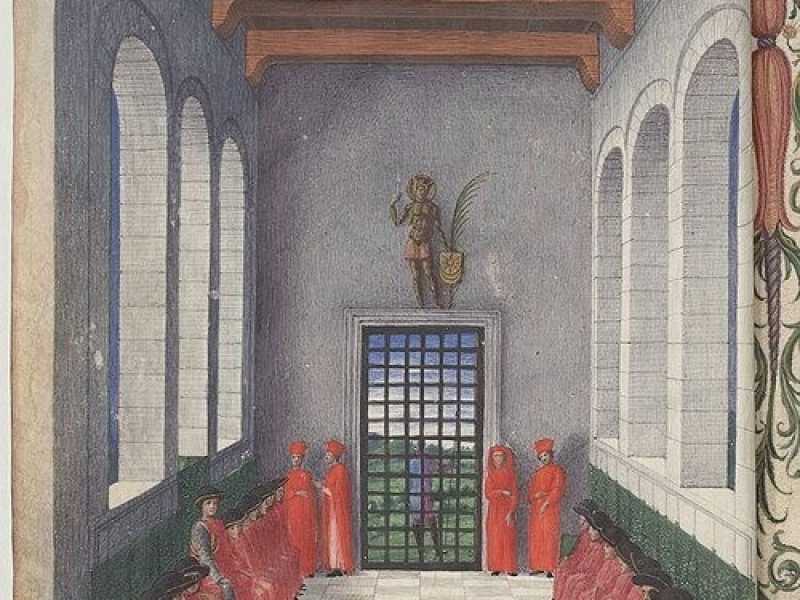 Miniatura attribuita a Giovanni Bellini per il codice &ldquo;Passio Mauricii et sotiorum ejus&rdquo;, prima del 1453