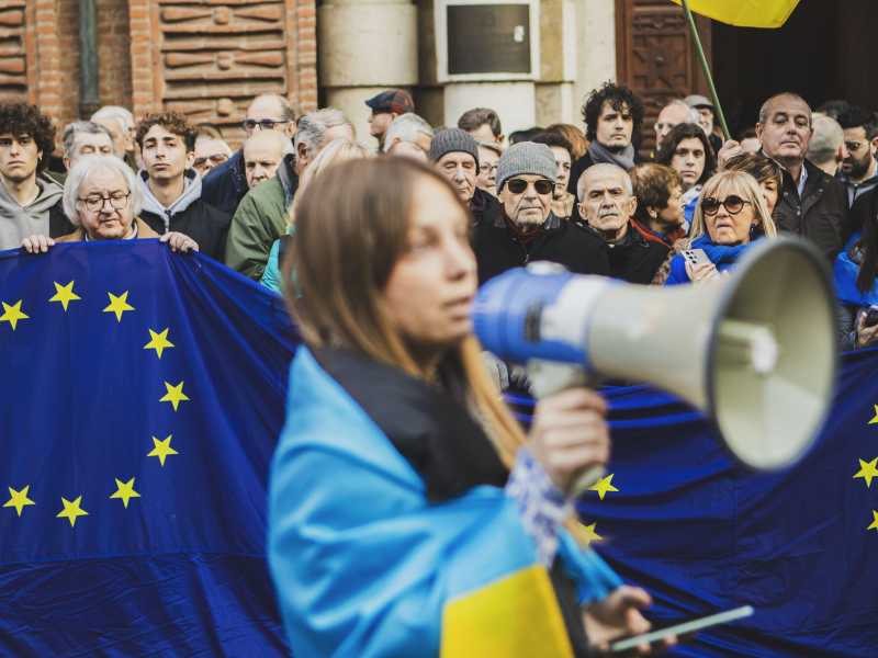 Marzo 2025, Torino, manifestazione a sostegno dell&rsquo;Ucraina e di Zelensky (LaPresse)&nbsp;<br />