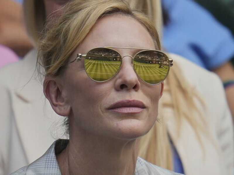 L'attrice Cate Blanchett nella Royal Box il 1&deg; luglio 2025. (AP Photo/Kin Cheung)&nbsp;<br />