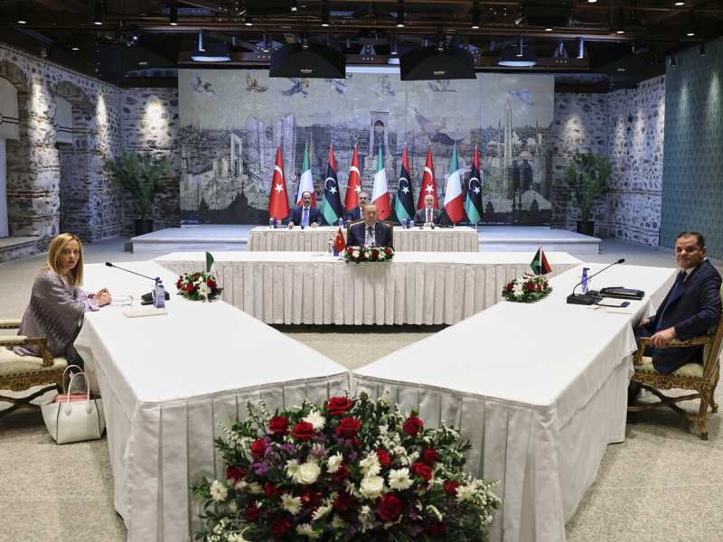 Meloni in Turchia, trilaterale con Erdogan e Dabaiba (LaPresse) <br />